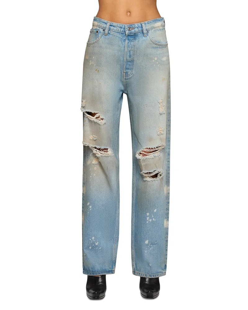 Sophia High Rise Relaxed Straight Jeans in Drift Destroy