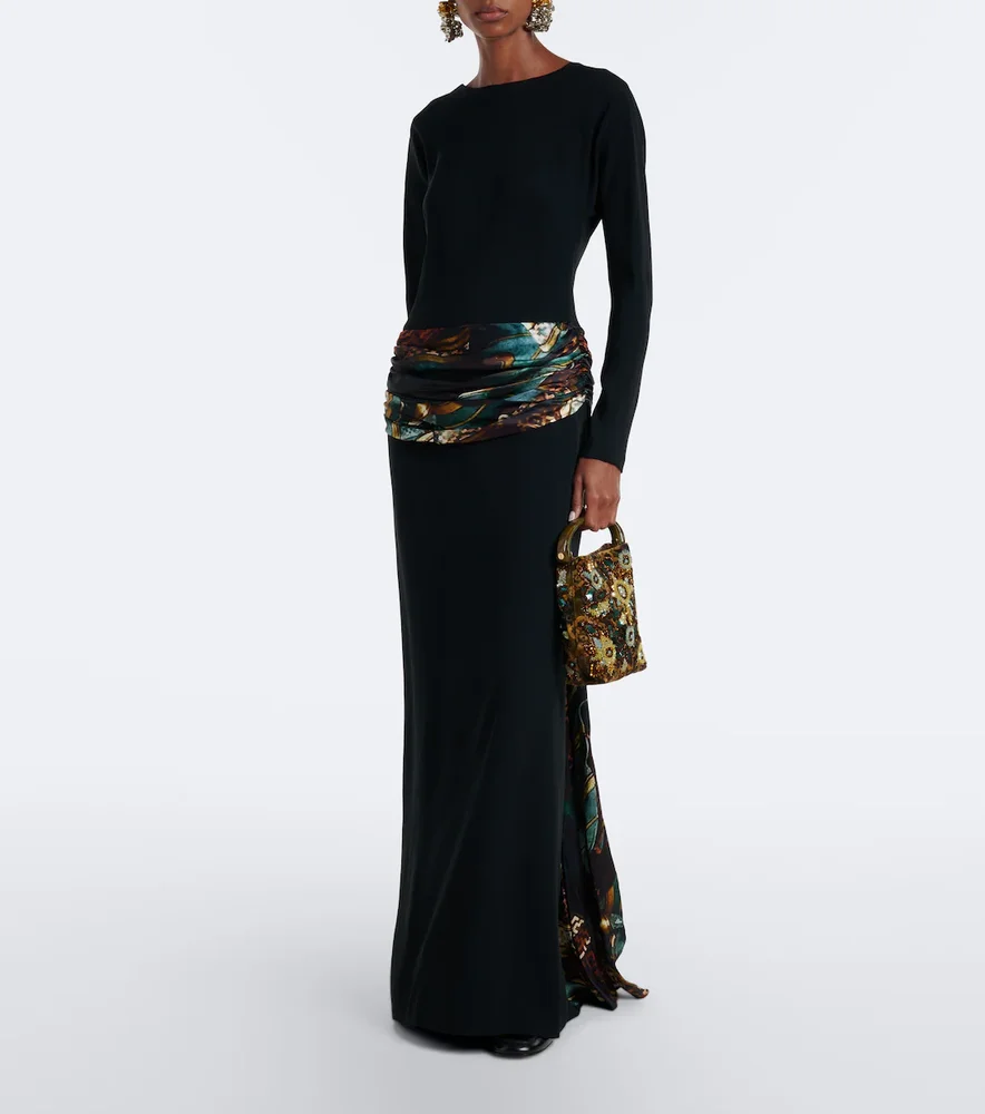 Paneled draped gown