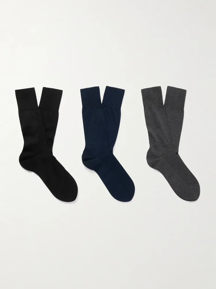 No. 9 Pure Fil d´Écosse Three-Pack Cotton-Blend Socks