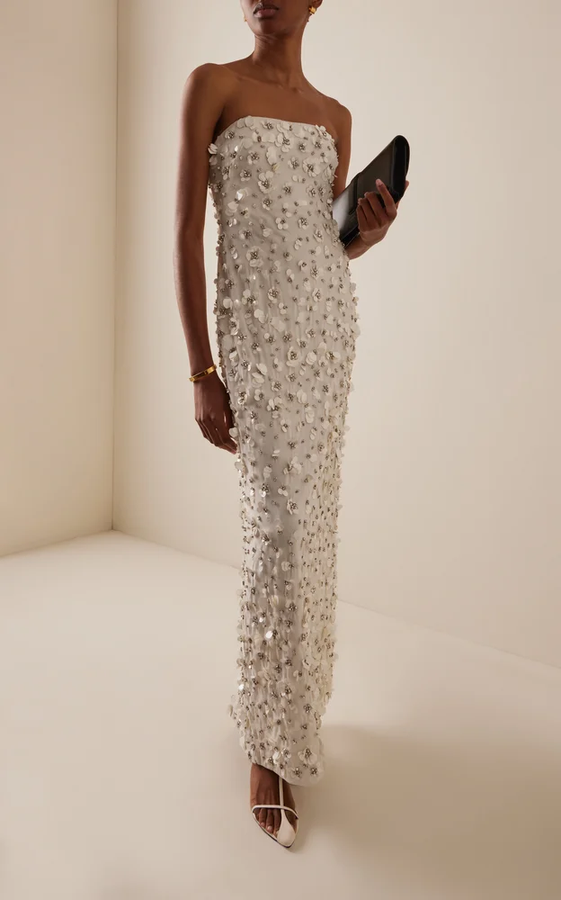 Serafina Strapless Embellished Gown