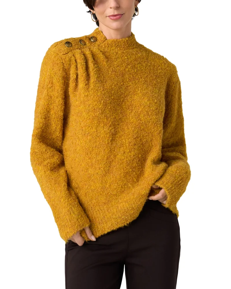 Mock Neck Bouclé Sweater
