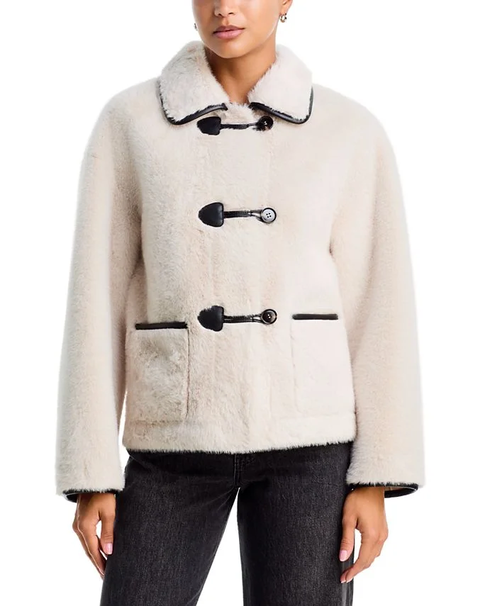 Faux Shearling Spread Collar Jacket - Exclusive