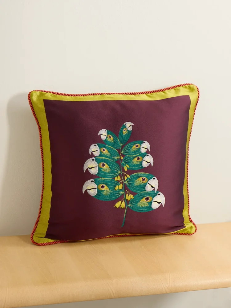 + Beto Val tasseled satin-jacquard cushion