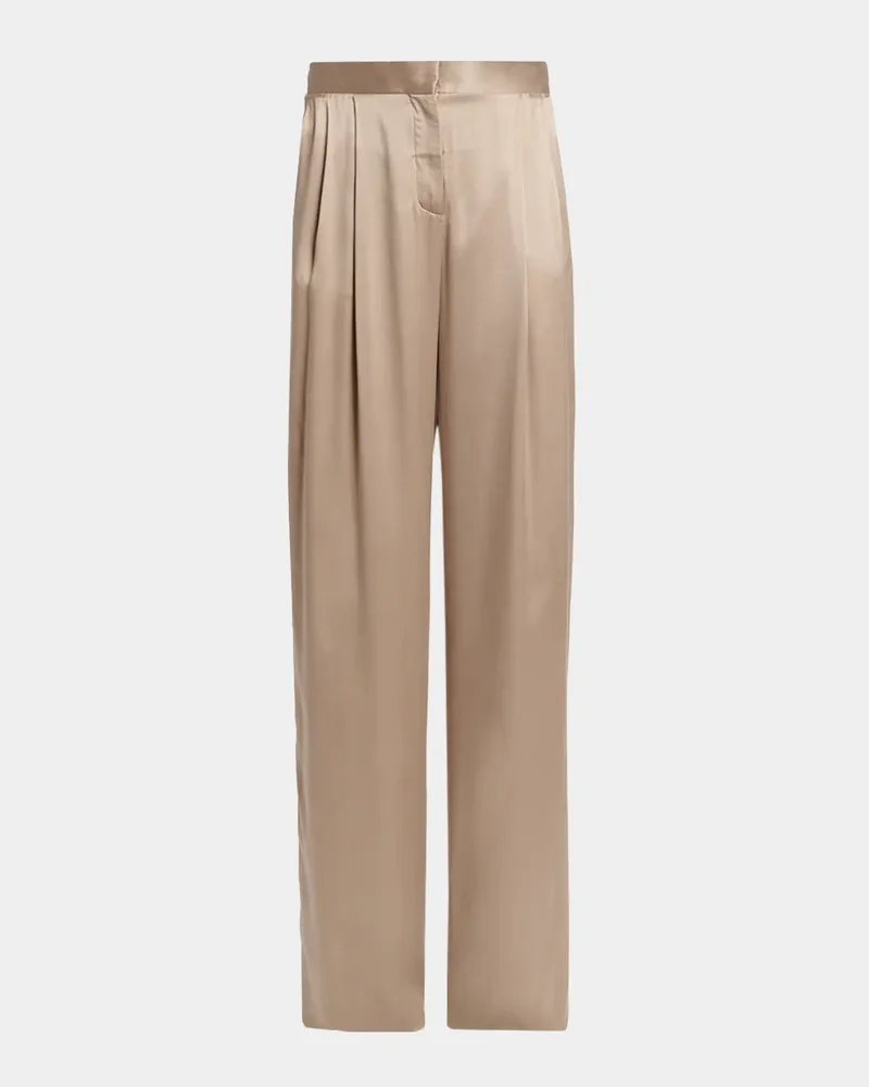 Peach-Feel Silk Pleated Pants