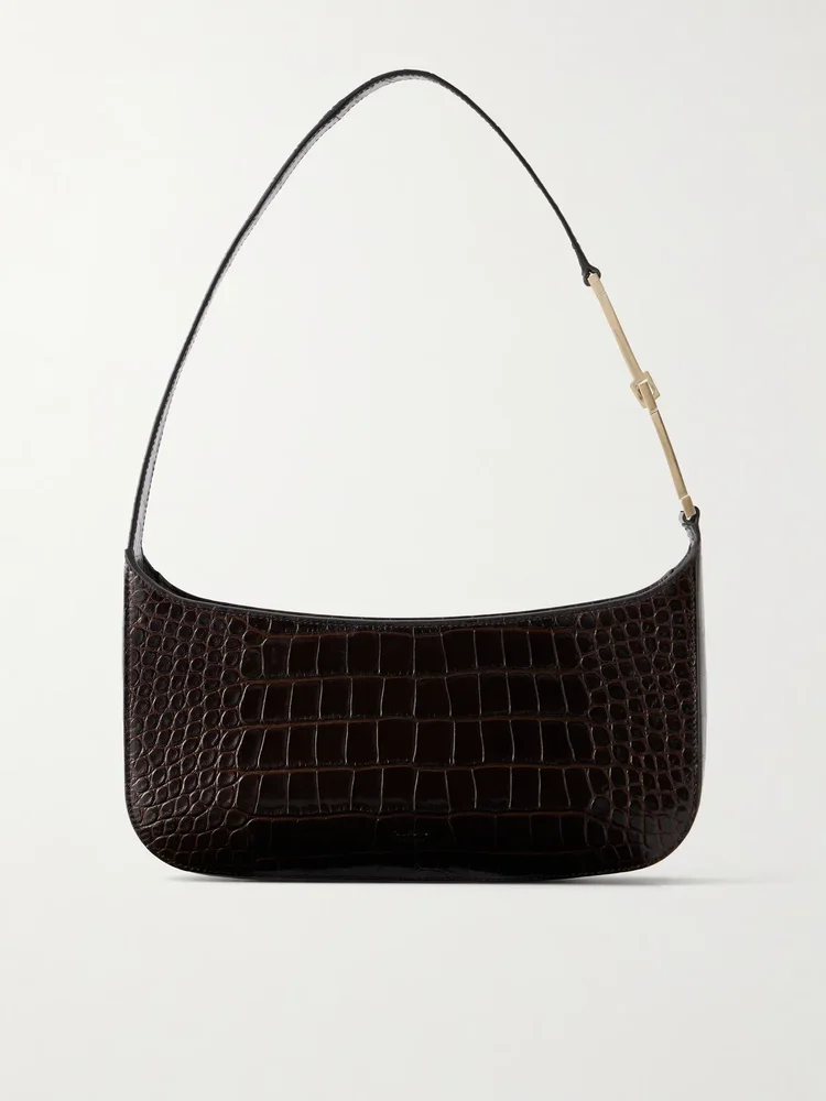 Arc croc-effect leather shoulder bag