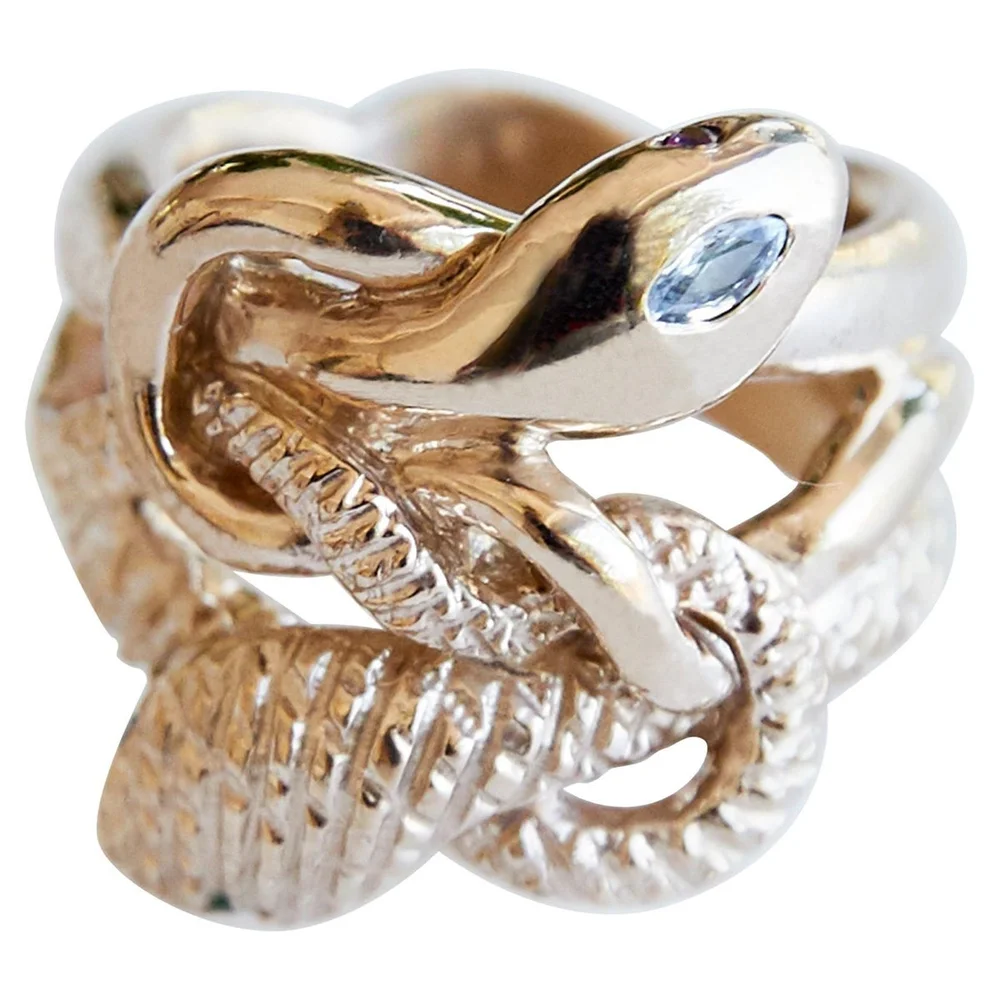 Snake Ring Serpent Ouroboros White Sapphire Ruby Emerald Gold