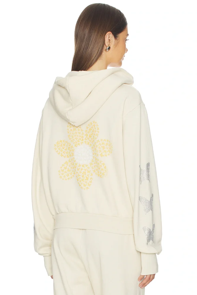 Butterfly Daisy Crop Zip Hoodie