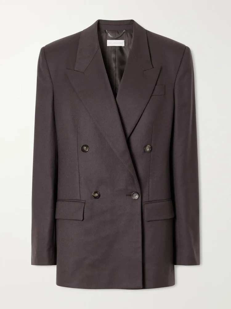Double-breasted wool-flannel blazer