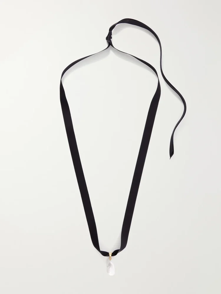 Martina silk-satin pearl choker