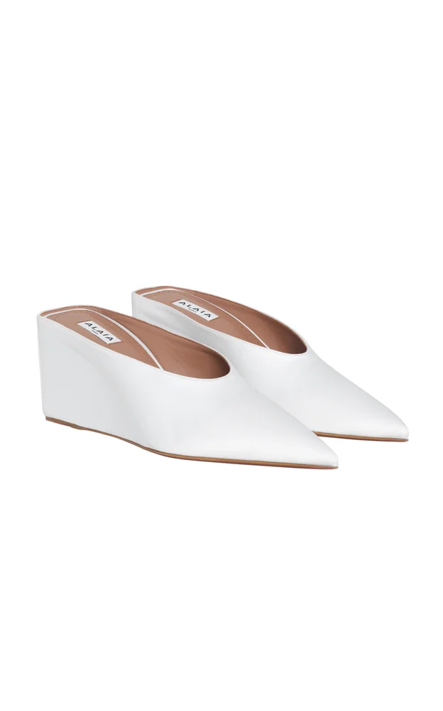Satin Wedge Mules