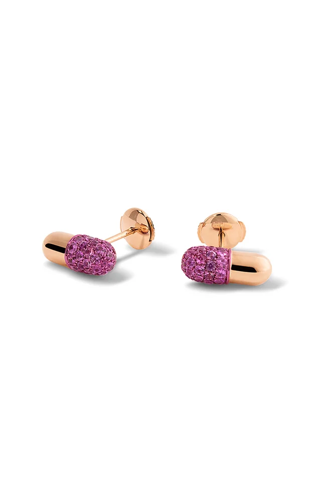 Pill 18K Rose Gold Sapphire Earrings