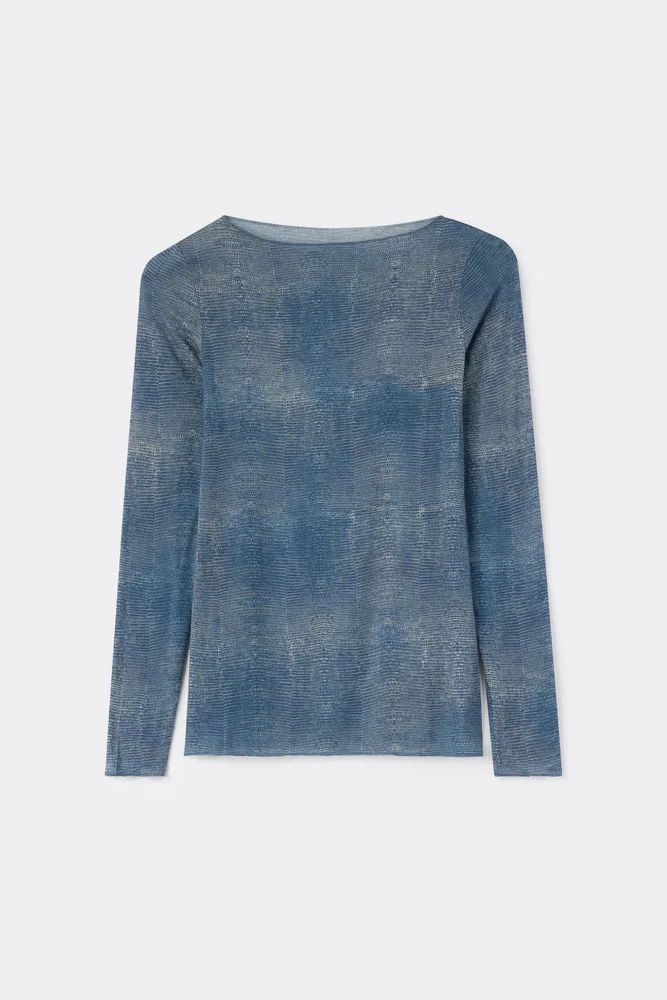 Intimissimi Fanciful Flowers Long Sleeve Top in Ultralight Modal with Cashmere