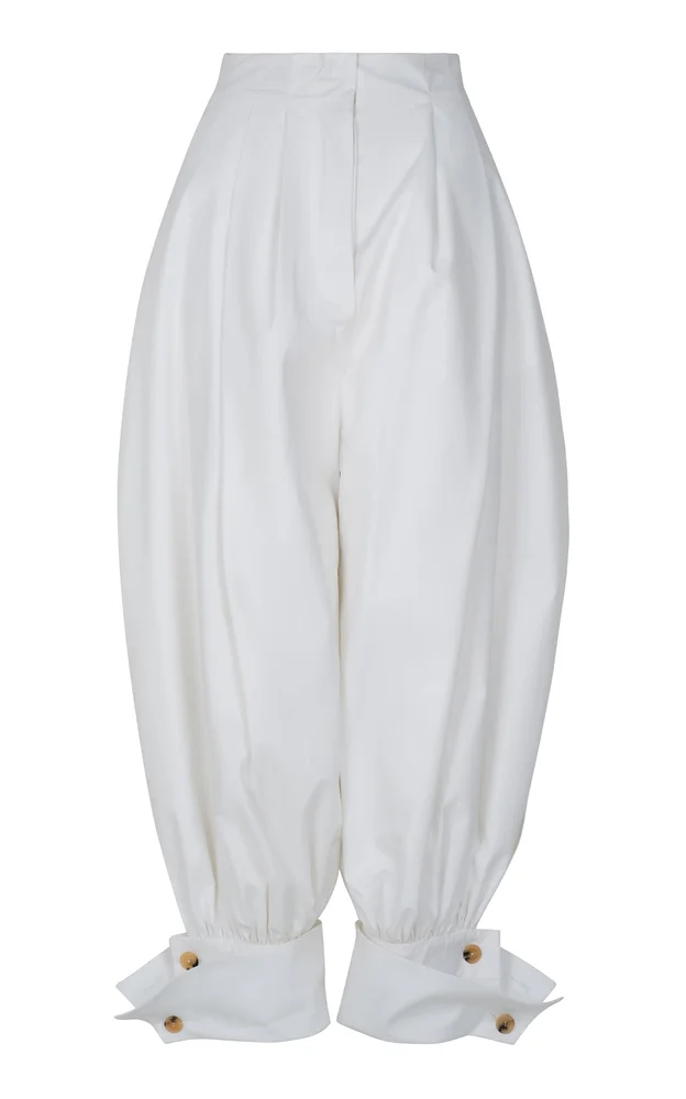 Tailored Cotton Barrel-Leg Pants