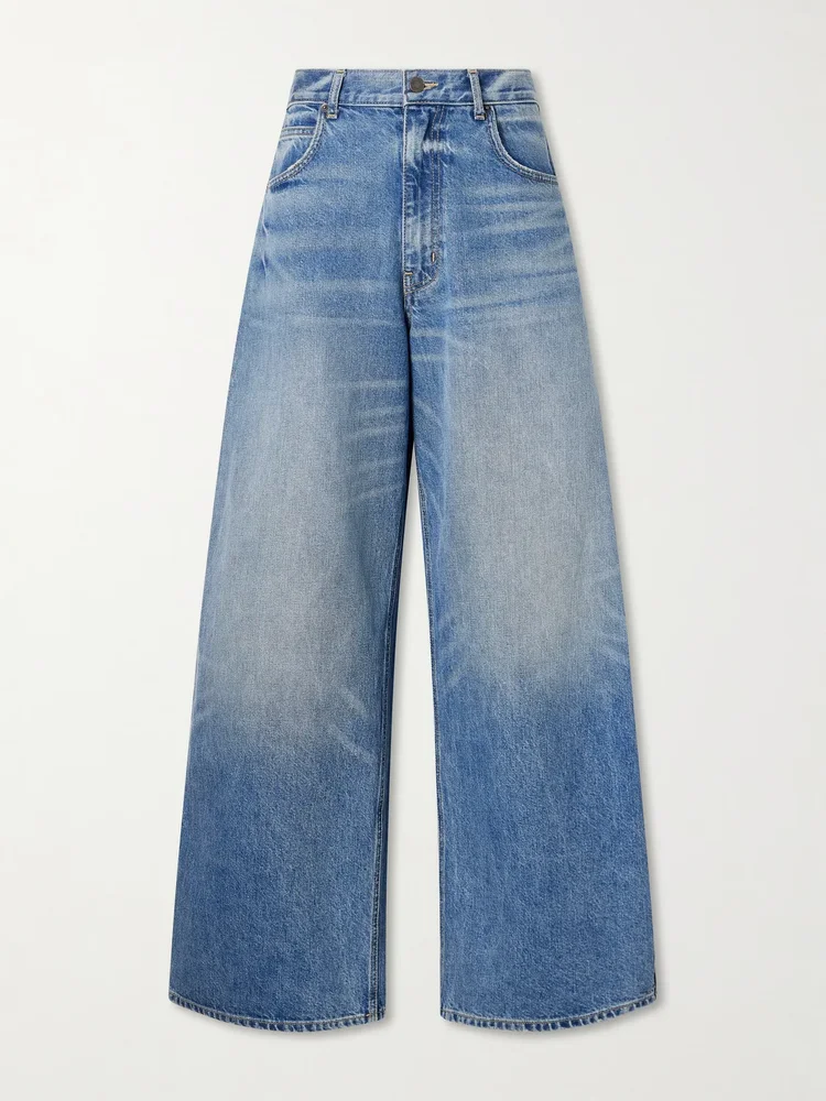 Terese faded mid-rise wide-leg jeans