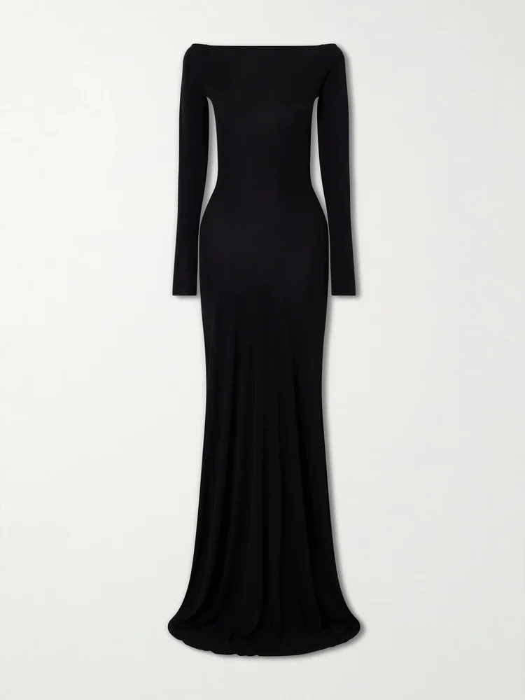 Open-back jersey gown