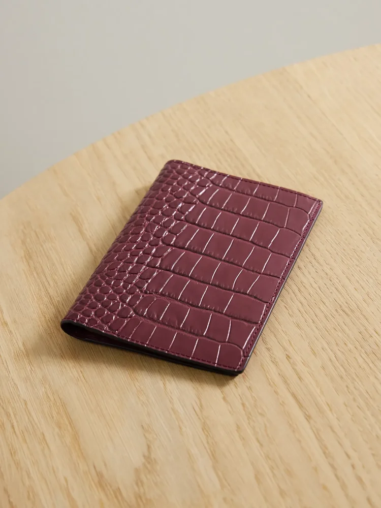 Mara croc-effect leather passport holder