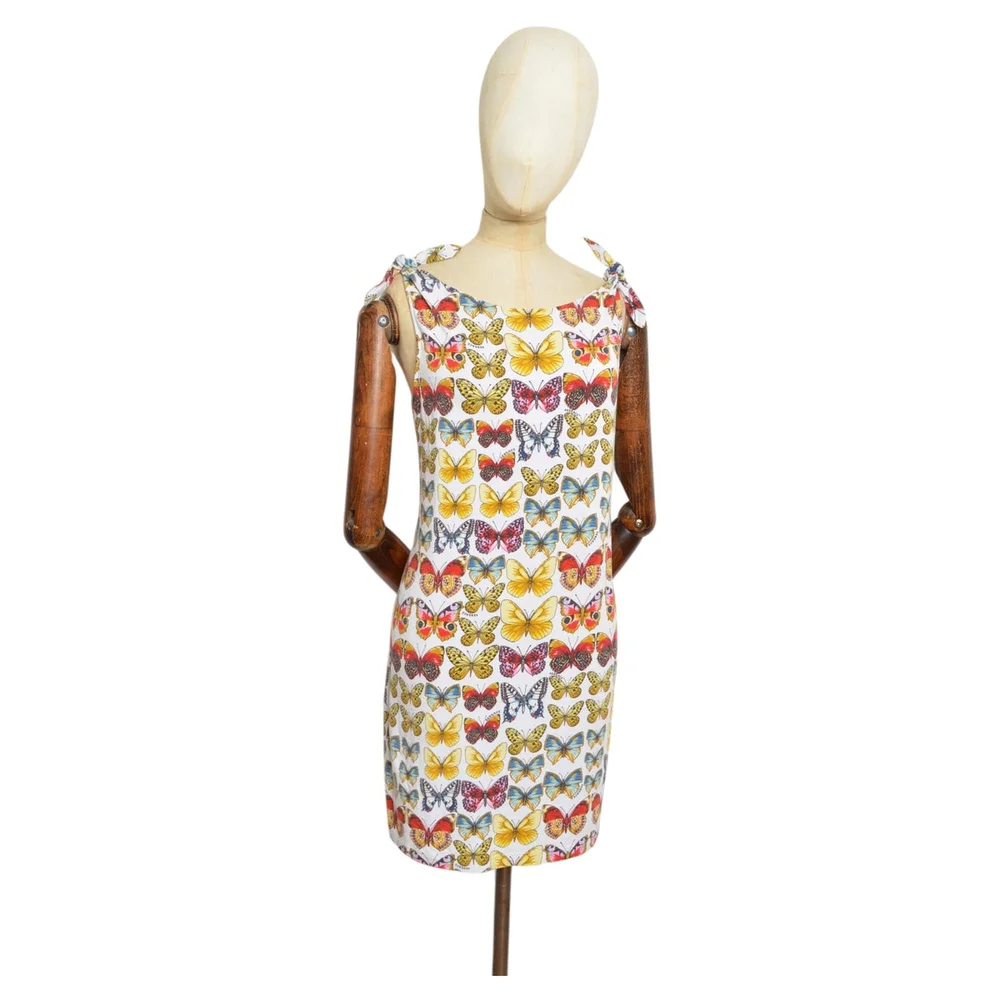2000’s Versace Butterfly Print Backless Cotton Mini Dress - Beachwear