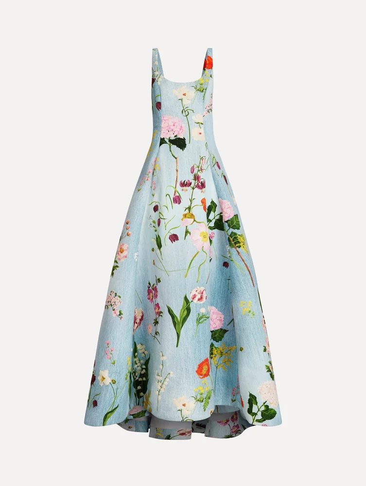 Mixed Botanical Faille Gown