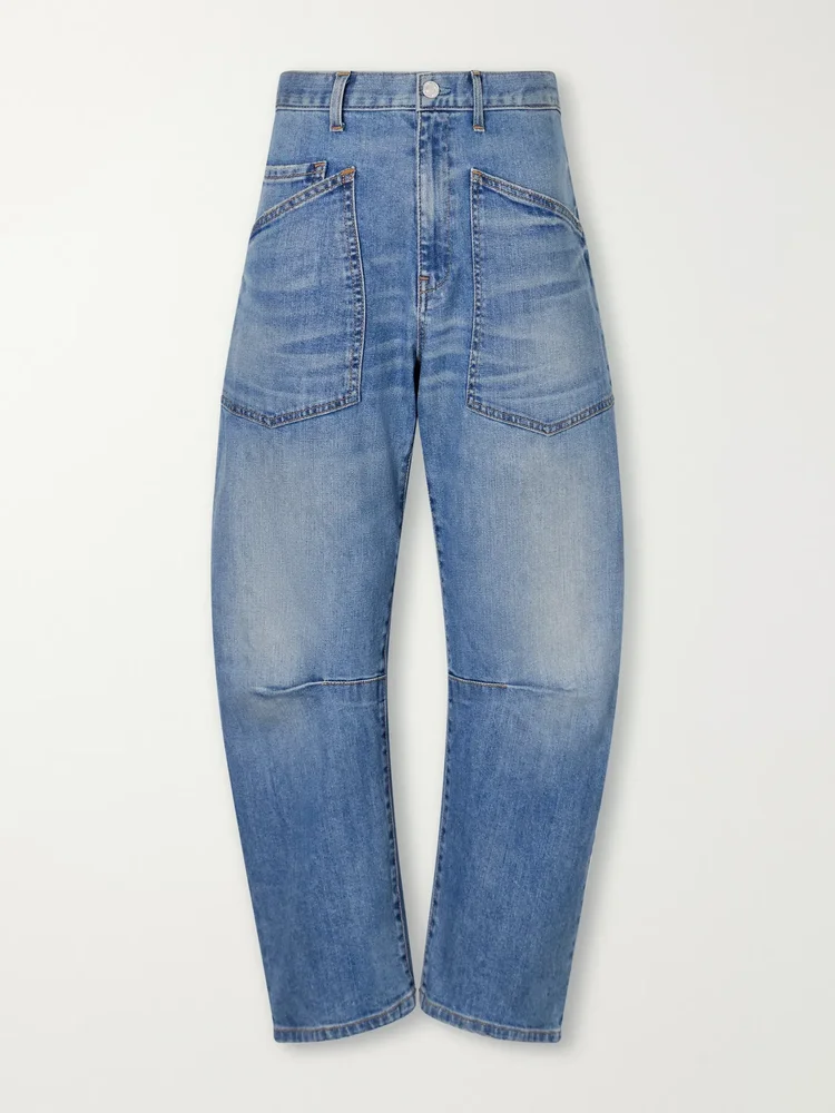 Shon high-rise barrel-leg jeans