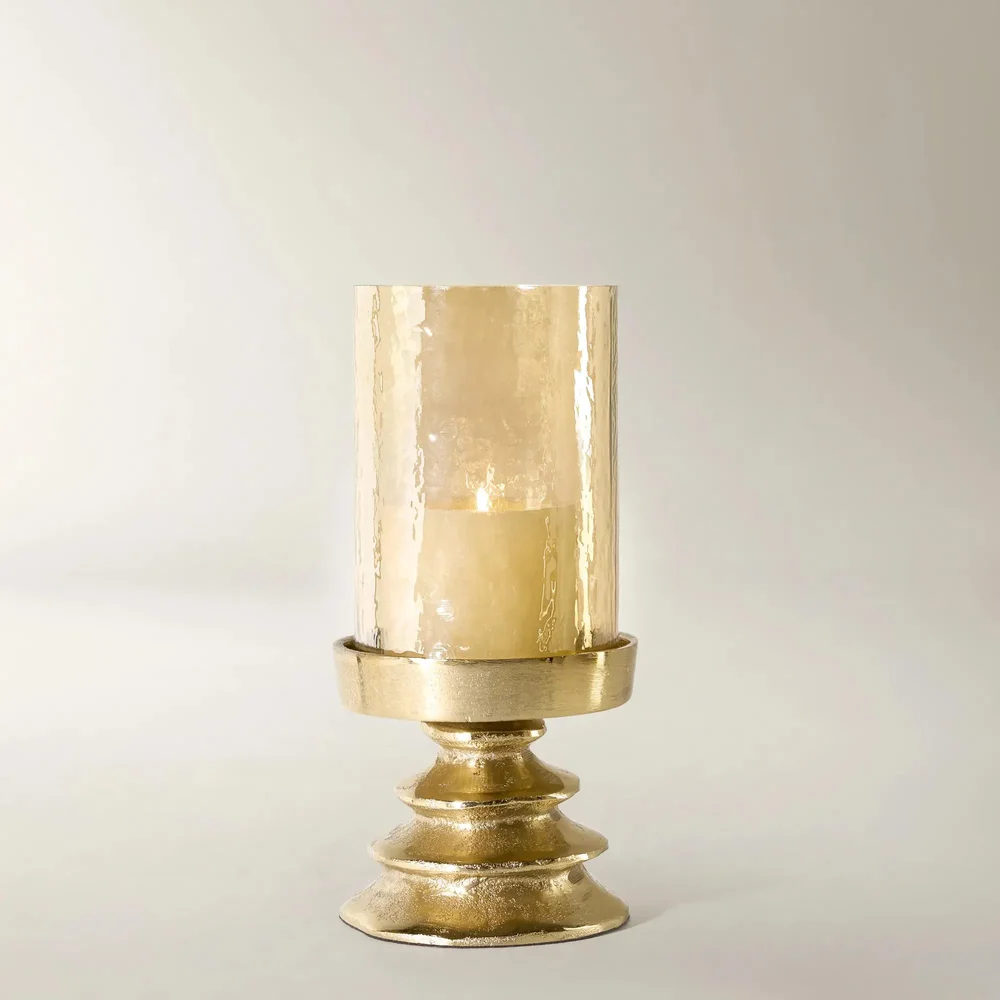 Elliot Amber Glass Pillar Holders