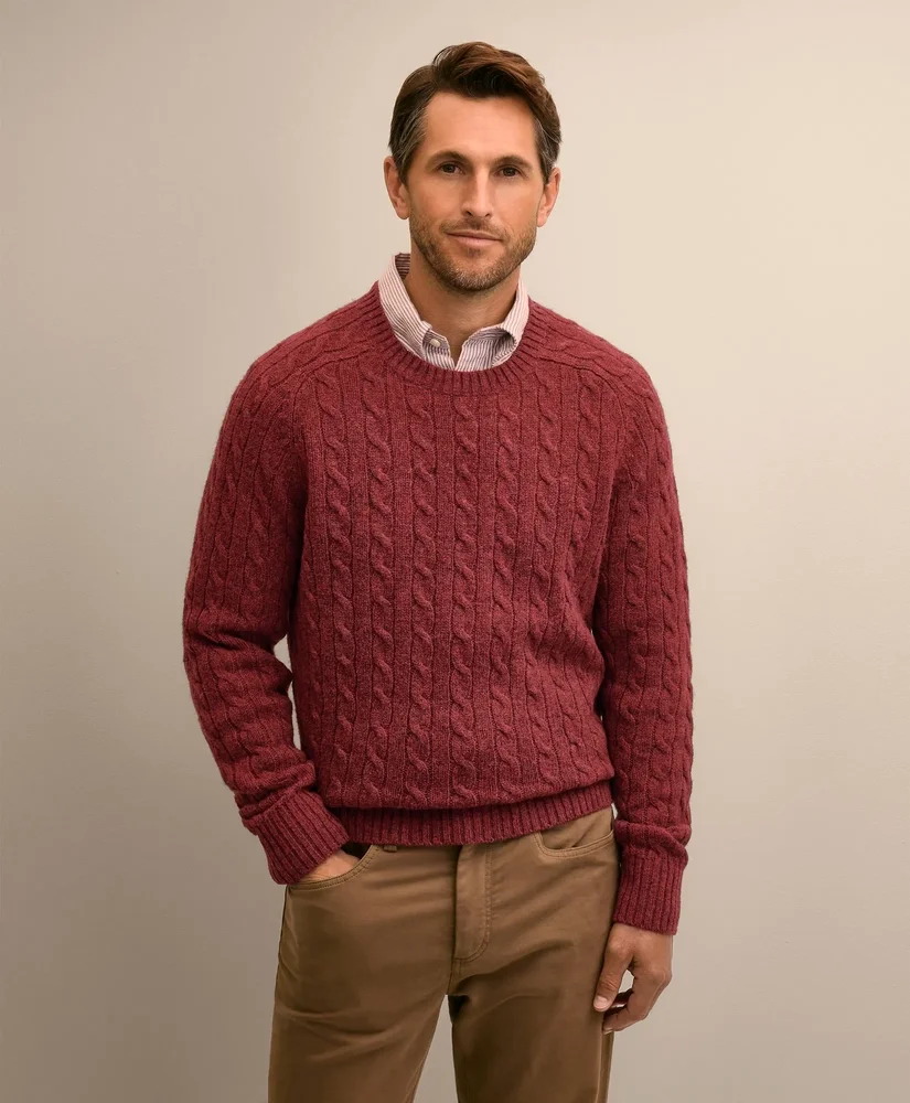 Shetland Wool Cable Knit Sweater