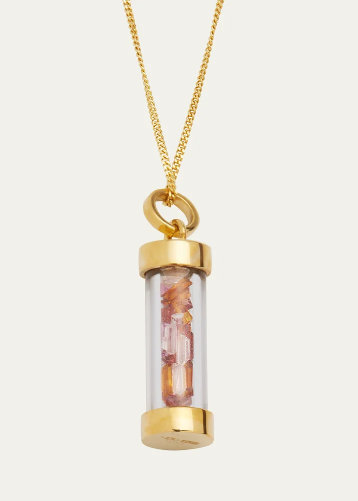 Bottle Necklace with Pink Tourmaline, Citrine and Morganite Mini-Baguette Sprinkles