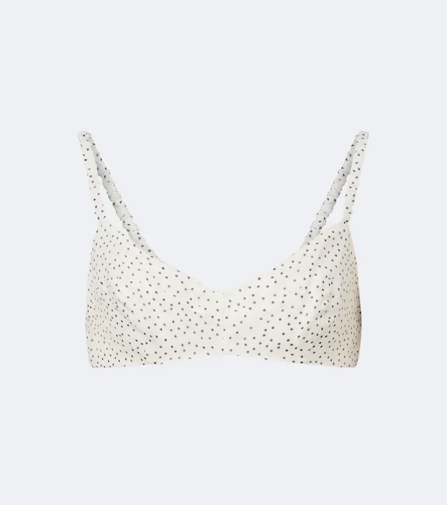 Polka-dot silk organza bra top