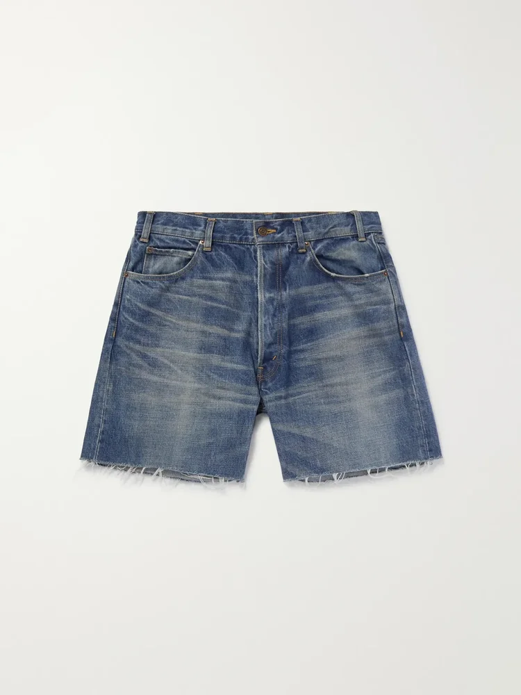 Wesley Straight-Leg Distressed Denim Shorts