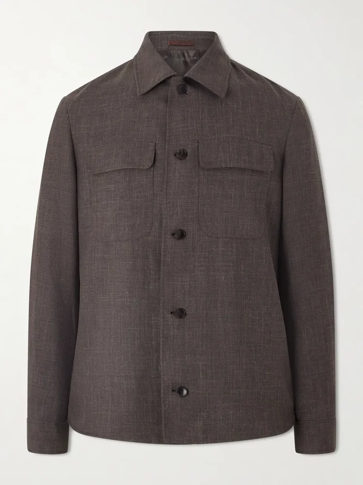 Wool, Silk and Linen-Blend Overshirt