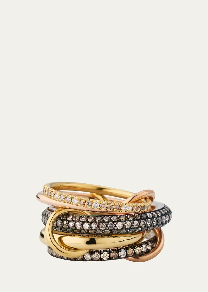 Leo 18k 2-Tone 5-Link Ring w/ Diamonds