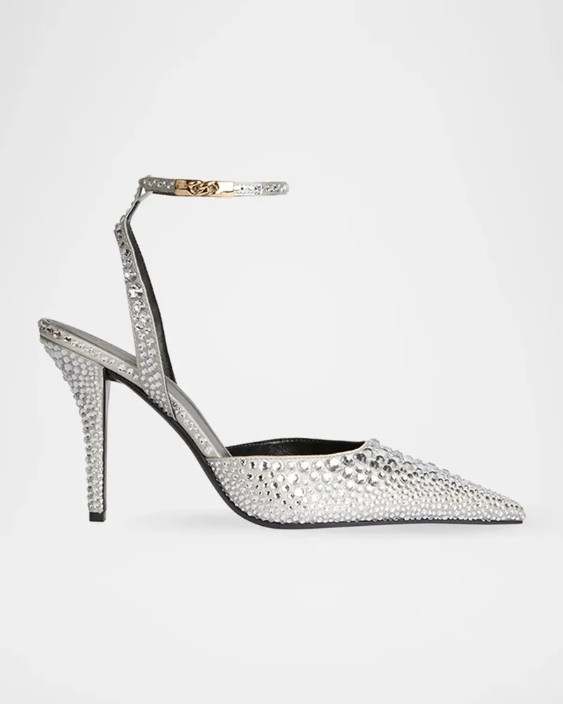 95mm Embellished Satin Ankle-Strap Pumps