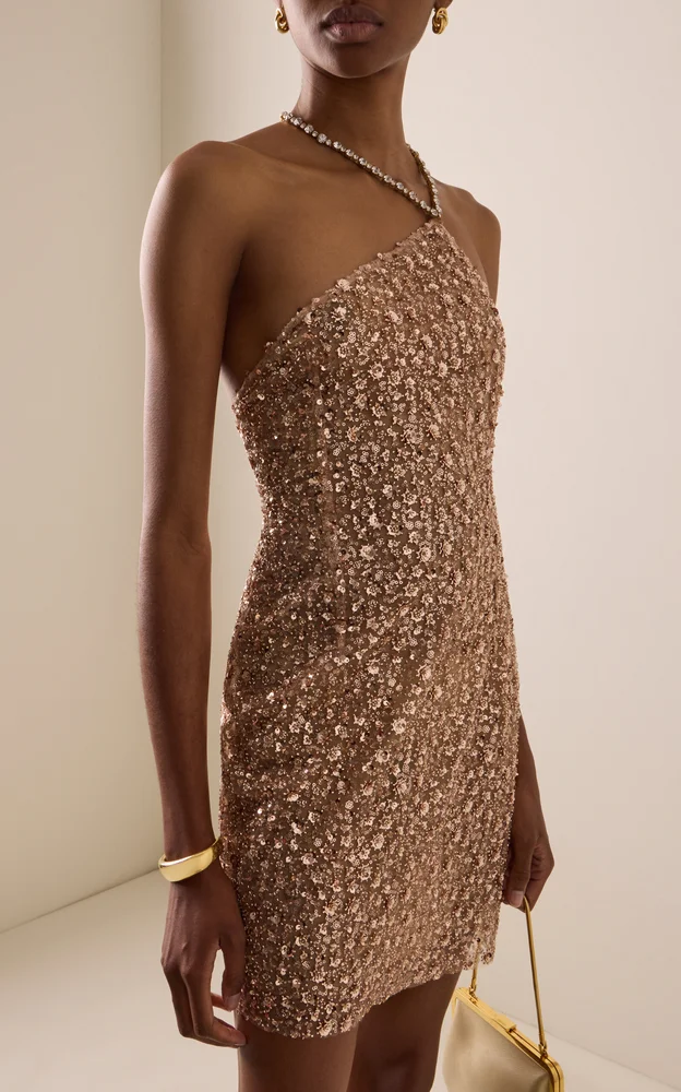 Exclusive Slit Sequined Mini Dress