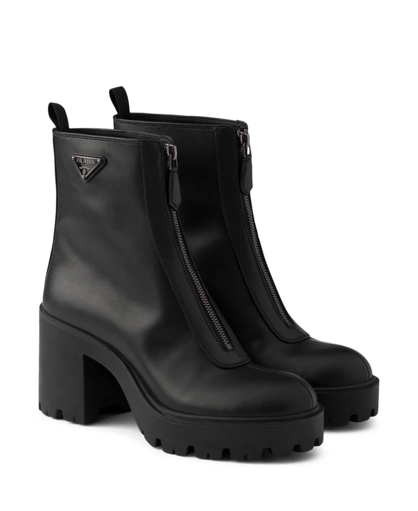 Leather Ankle Boots with Zipper