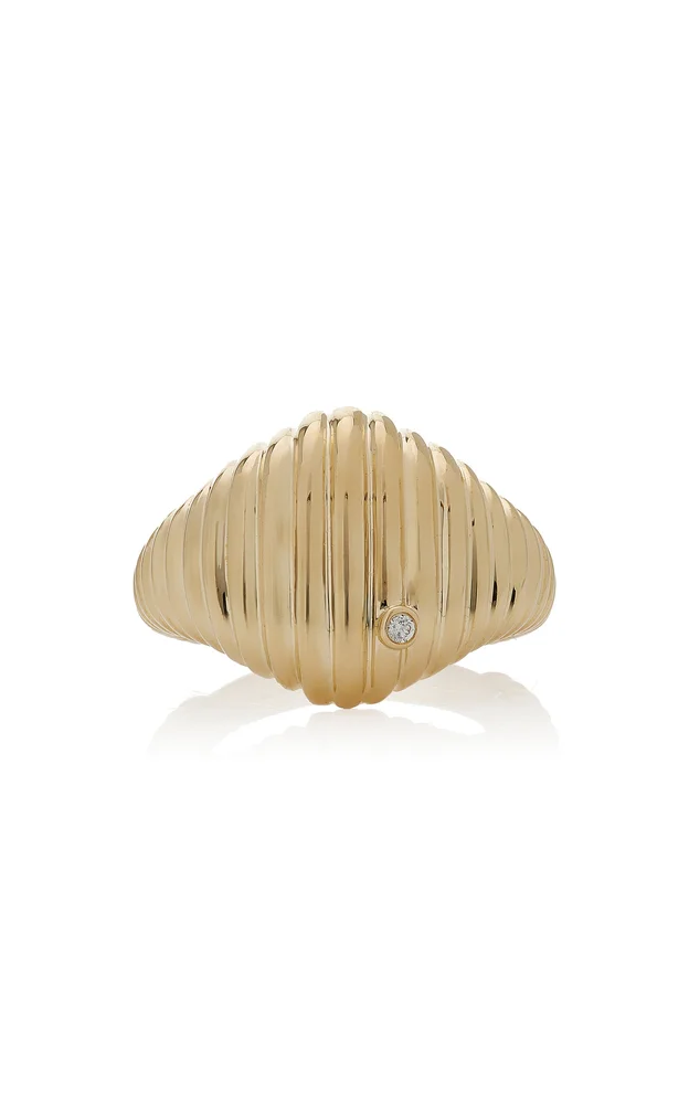 Berlingot 9K Yellow Gold Diamond Signet Ring