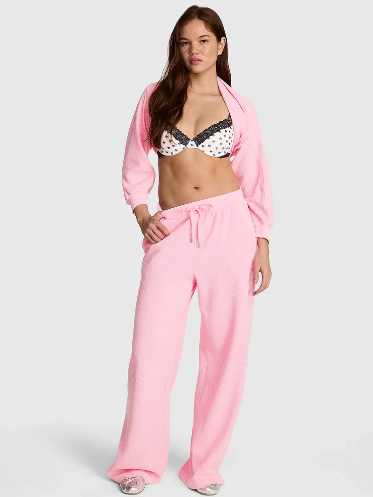 Wondersoft Waffle-Knit Wide-Leg Pants