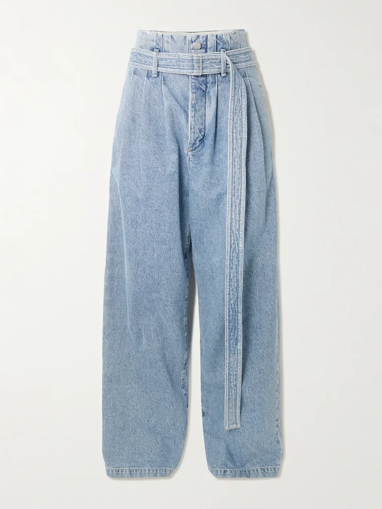 + Maria McManus Corset Wide Leg belted pintucked high-rise jeans