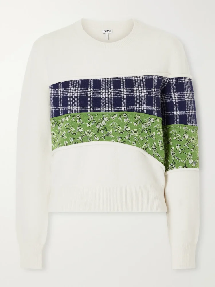 Embroidered wool-blend sweater