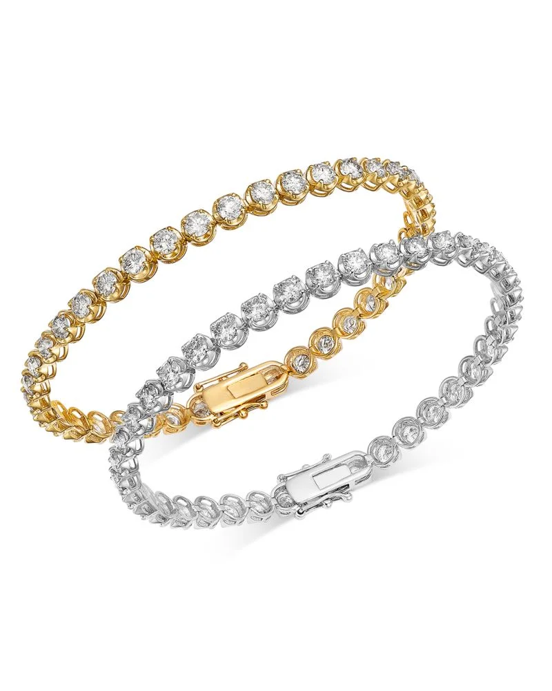 Crown Set Diamond Tennis Bracelet in 14K Gold, 6.0 tcw