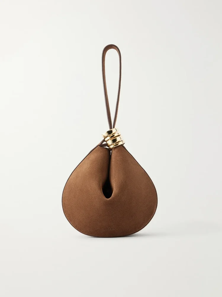 The Zambia Stacked Ring suede top-handle bag