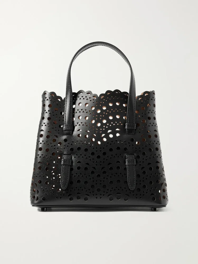 Mina 20 laser-cut leather tote