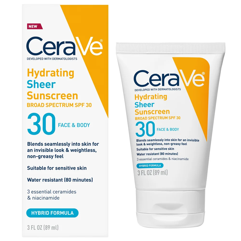 Hydrating Sheer Sunscreen SPF 30 (Face & Body, hybrid mineral + chemical)