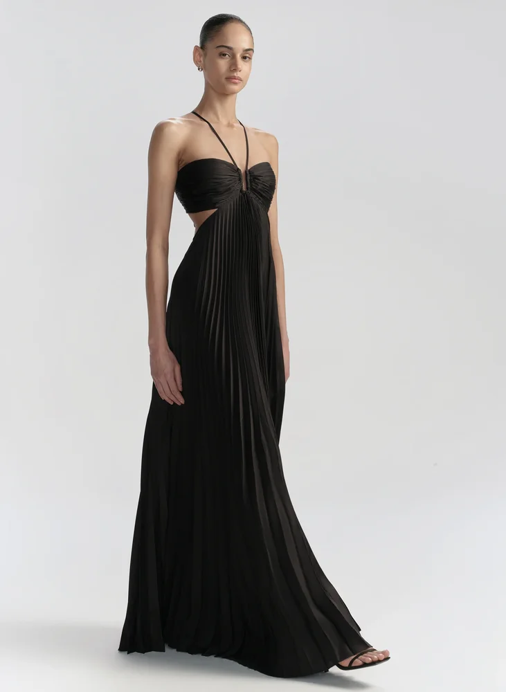 ALC Moira Satin Pleated Maxi Dress