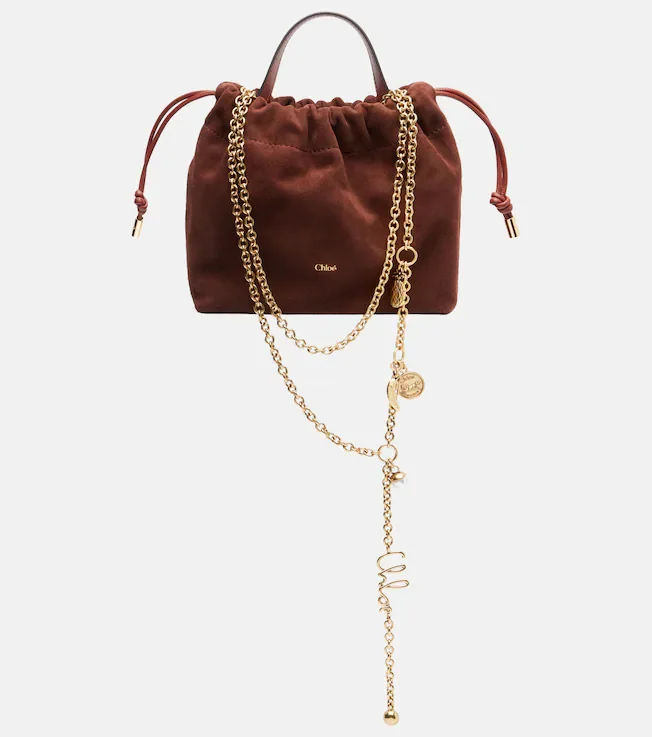 Icons Small suede bucket bag