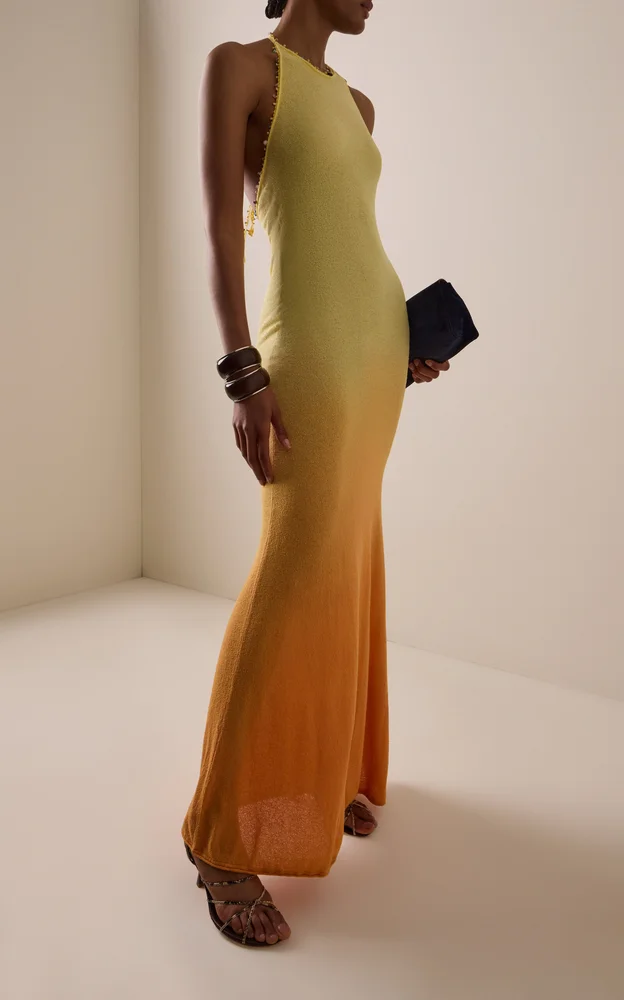 Exclusive La Isla Beach Quartz Cotton-Blend Maxi Halter Dress