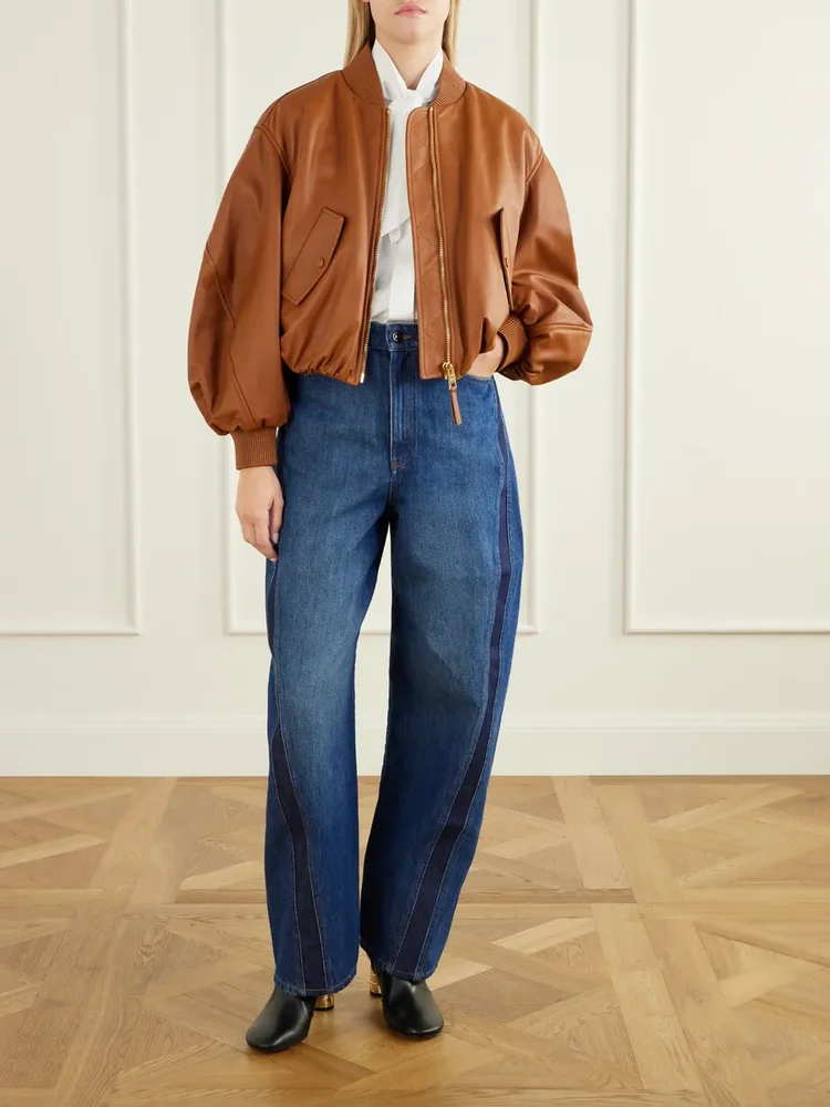 Leather cropped jacket