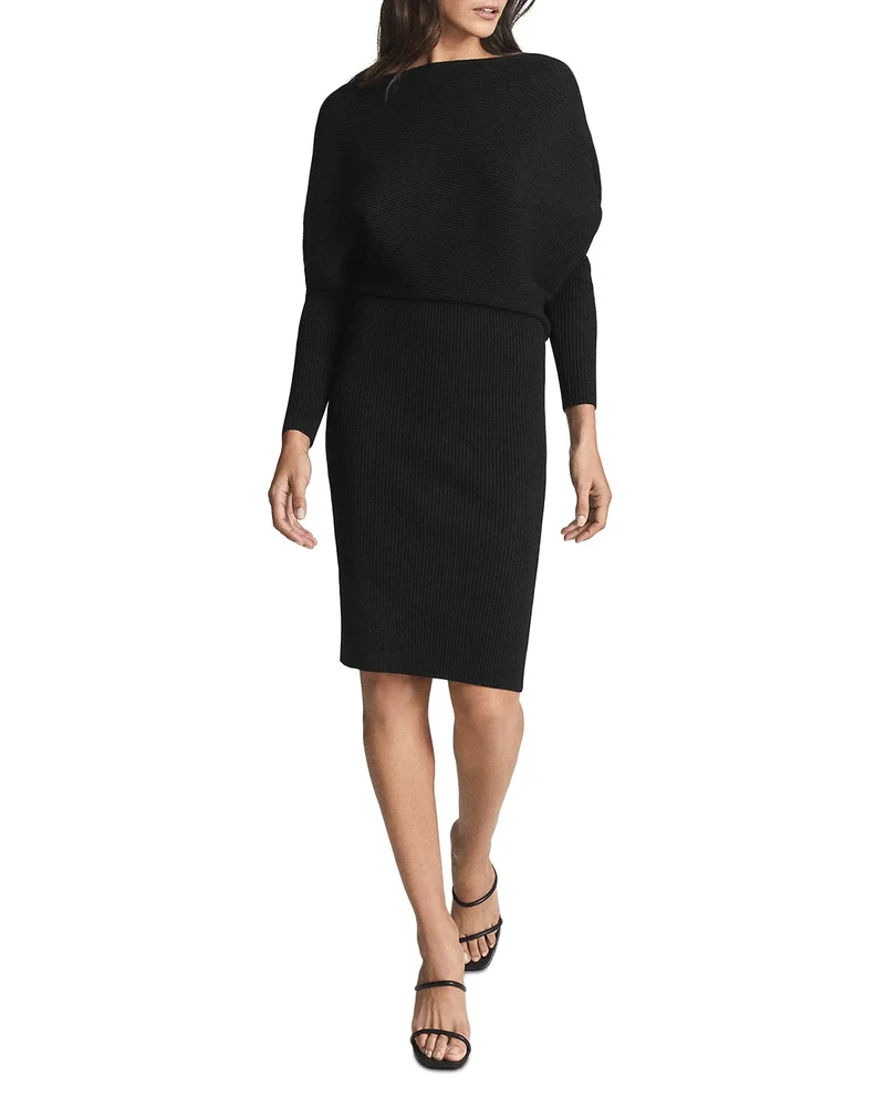 Lara Off-The-Shoulder Ribbed Midi Dress