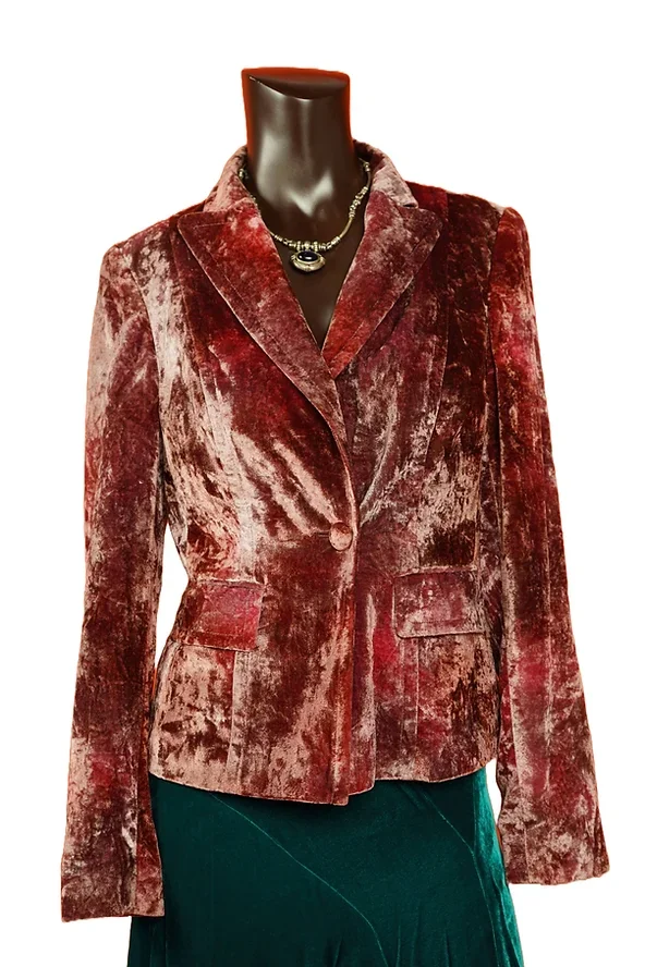 Rose Crushed Velvet Blazer
