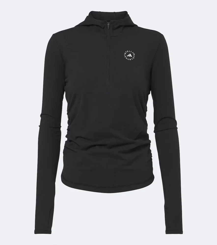 Logo jersey half-zip hoodie