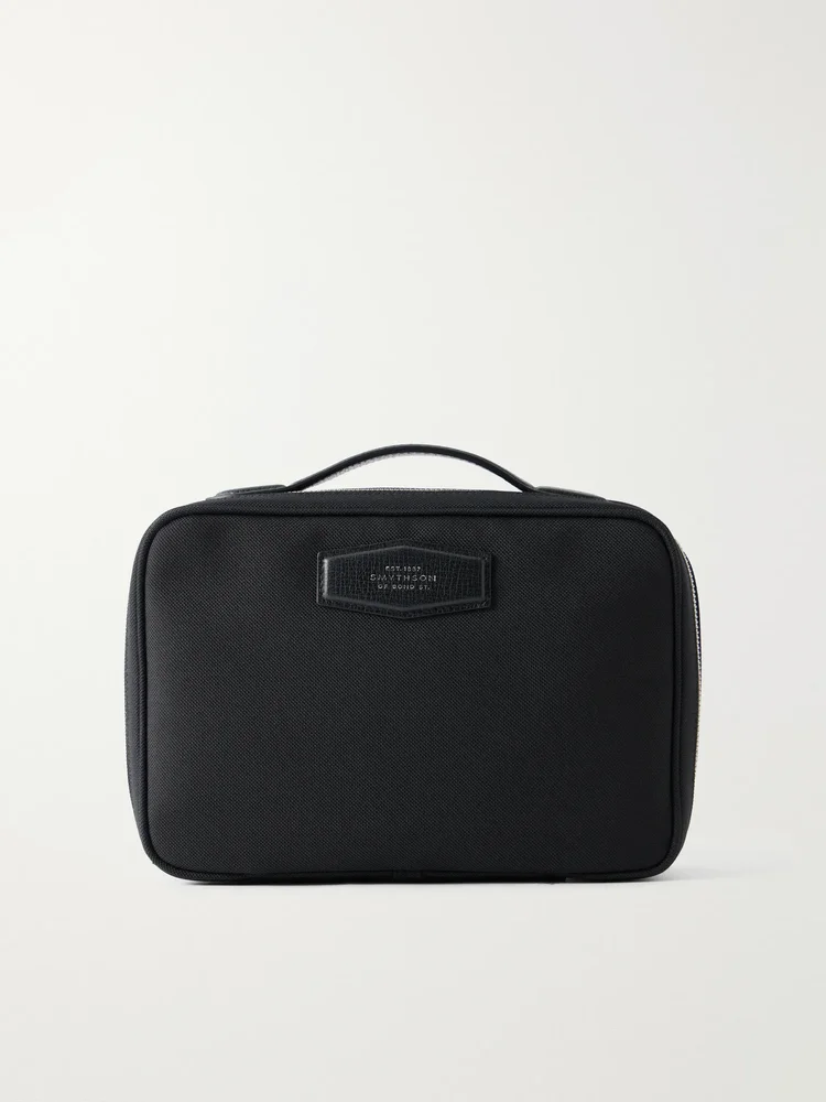 Norton leather-trimmed canvas jewelry case
