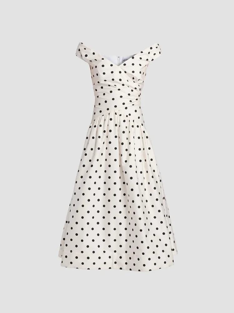 Polka Dot Cotton Midi-Dress